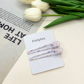 گیره مو جفتی براق انبری طرح گلدار وپینترستی براق رنگ بنفش6cm