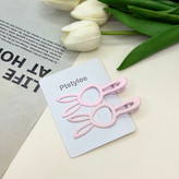 گیره مو انبری جفتی طرح خرگوشی رنگ صورتی کمرنگ مات8cm