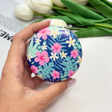 آینه جیبی دوطرفه دایره ای طرح گلدار7cm