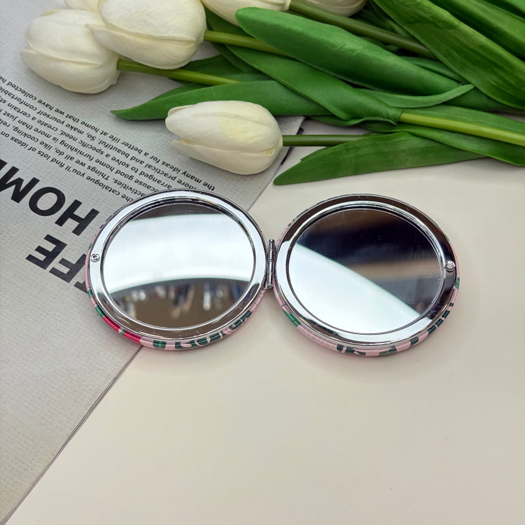 آینه جیبی دوطرفه دایره ای طرح گلدار7cm