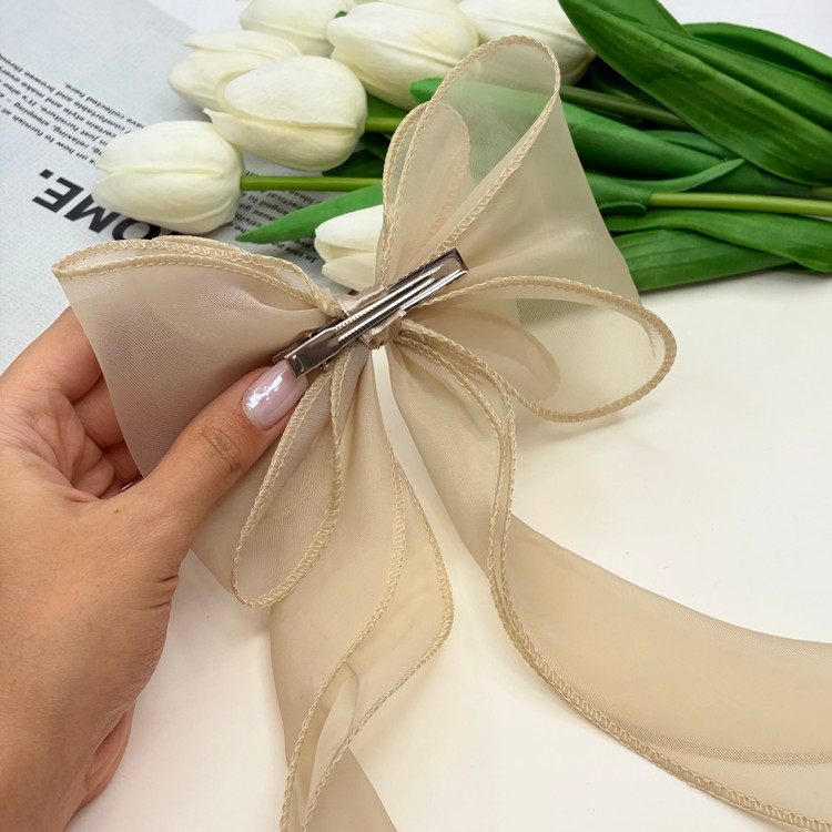 گیره مو انبری حریر دوپاپیونی گیر مو 10cm و بلندی حریر 35cm