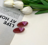 گیره مو انبری سرامیکی جفتی آبنباتی طرح قلبی رنگ زرشکی