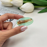 گیره مو انبری سرامیکی جفتی آبنباتی طرح گل رنگ سبز