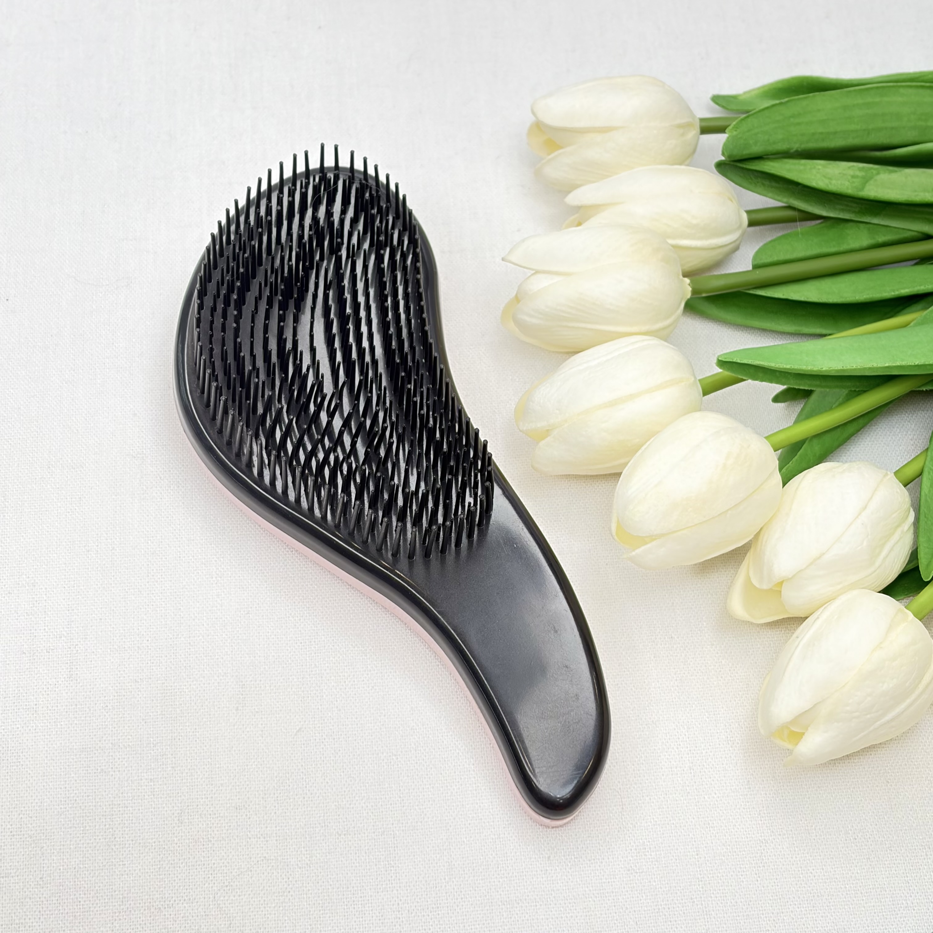 برس مو  گره بازکن مدل منحنی مناسب موهای فر و صاف رنگ کالباسی مشکی