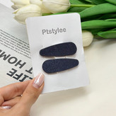 گیره مو تق تقی جفتی طرح اشکی شاین دار رنگ مشکی ۵cm