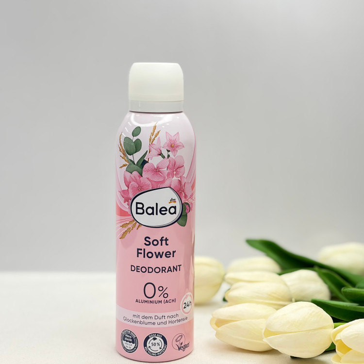 اسپری دئودرانت بدن رایحه soft flower بدون آلومینیوم ماندگاری ۲۴ساعت ۲۰۰میل