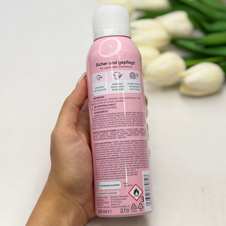 اسپری دئودرانت بدن رایحه soft flower بدون آلومینیوم ماندگاری ۲۴ساعت ۲۰۰میل