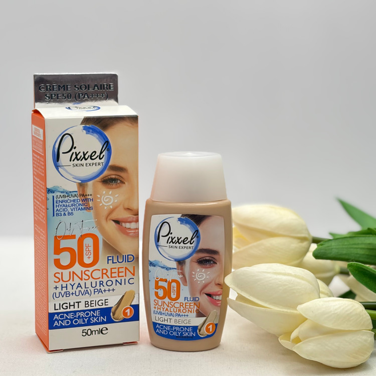 کرم ضدآفتاب رنگی پیکسل رنگ بژ روشن spf50مناسب پوست های چرب ،جوش دار و مختلط 50میل