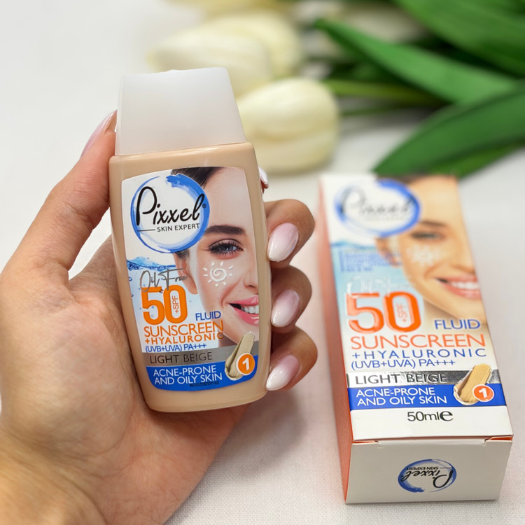 کرم ضدآفتاب رنگی پیکسل رنگ بژ روشن spf50مناسب پوست های چرب ،جوش دار و مختلط 50میل