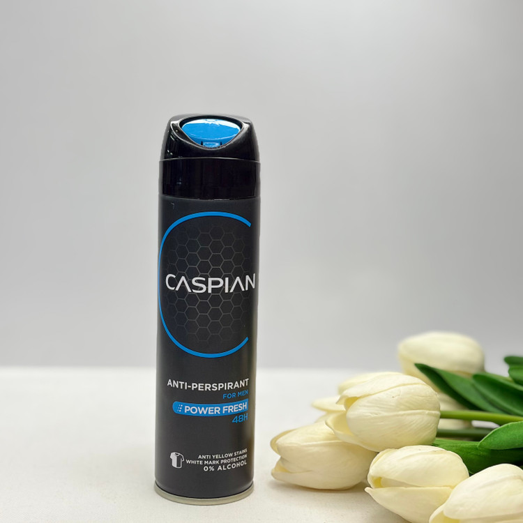 اسپری ضدتعریق بدن مردانه کاسپین مدل POWER FRESH ماندگاری ۴۸ساعته۱۵۰میل