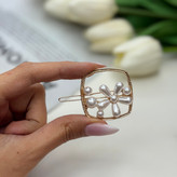 گیره مو فلزی سنجاق قفلی چفتی دیزاین گل مرواریدی ۴cm