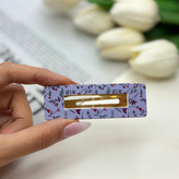 گیره مو تق تقی طرح دار مدل مستطیل توخالی 7cm