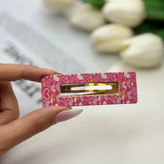 گیره مو تق تقی طرح دار مدل مستطیل توخالی 7cm
