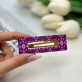 گیره مو تق تقی طرح دار مدل مستطیل توخالی 7cm