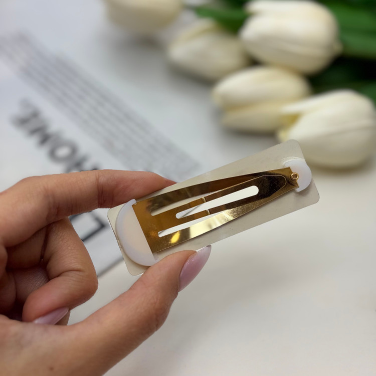 گیره مو تق تقی طرح دار مدل مستطیل توخالی 7cm