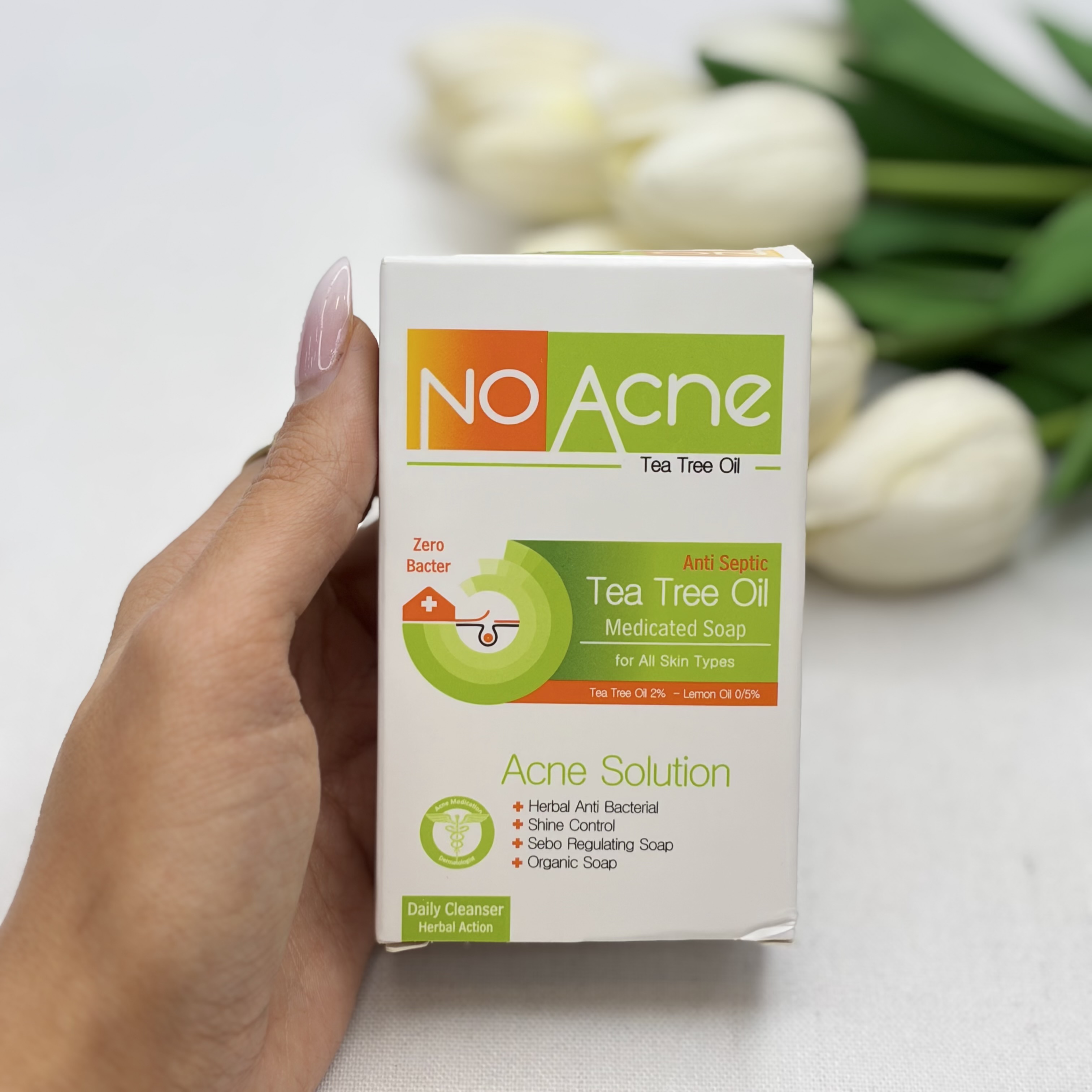 صابون روغن درخت چای نو آکنه صابون شستشو نو آکنه مدل Tea Tree Oil، ضد باکتری، درمانی، حاوی روغن درخت چای و روغن لیمو، مناسب پوست چرب و آکنهای، قابل استفاده برای صورت و بدن وزن 100 گرم