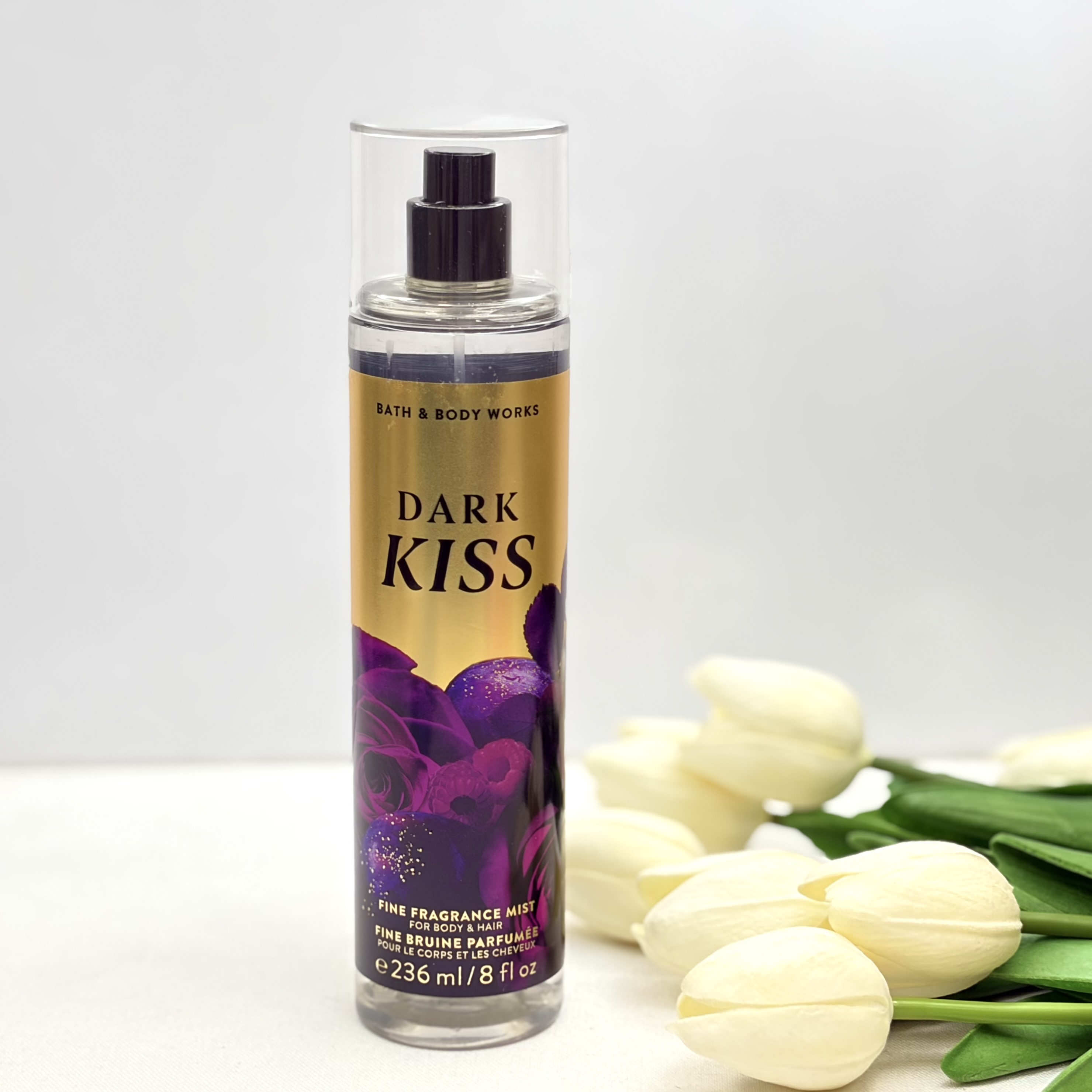 بادی اسپلش و بادی میست اصلی مدل Dark kiss حجم ۲۳۶میل میوهای سنگین، شیرین و کمی تند مشابه ادکلن بریتنی اسپیرز Britney Spears Midnight Fantasy