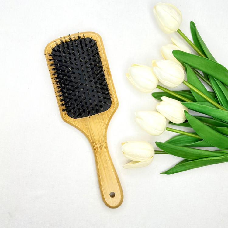 برس اکستنشن و گره باز کن ضد آب مو چوبی طرح مستطیلی