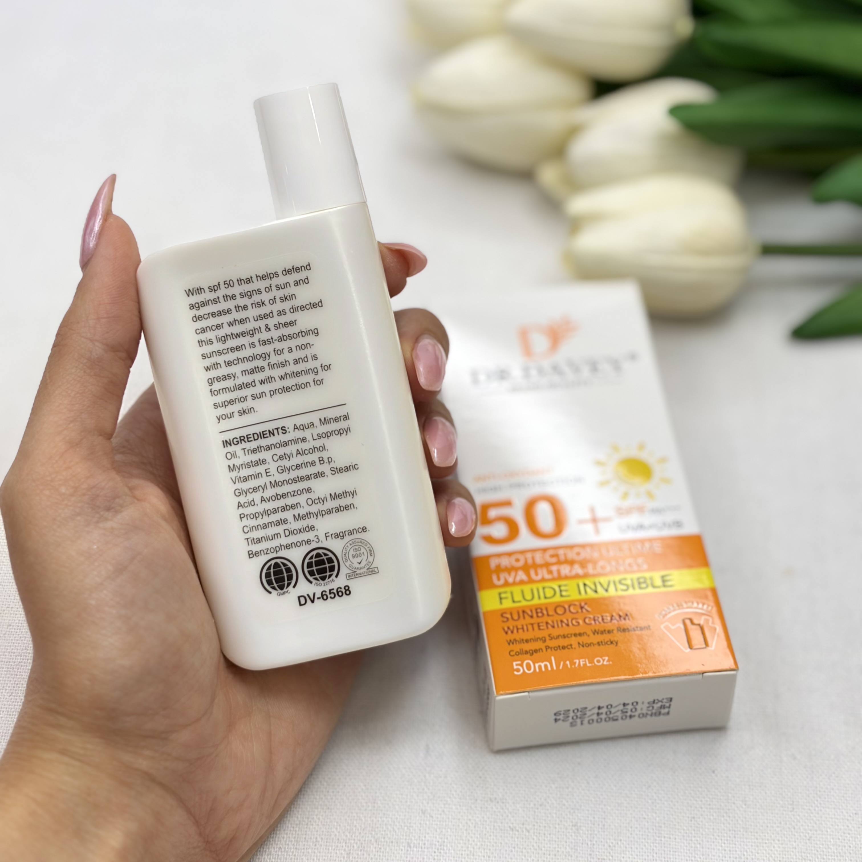 ضدآفتاب فلوئیدی بی رنگ spf50 حجم ۵۰میل مناسب کودکان بانوان و آقایان ضدتعریق