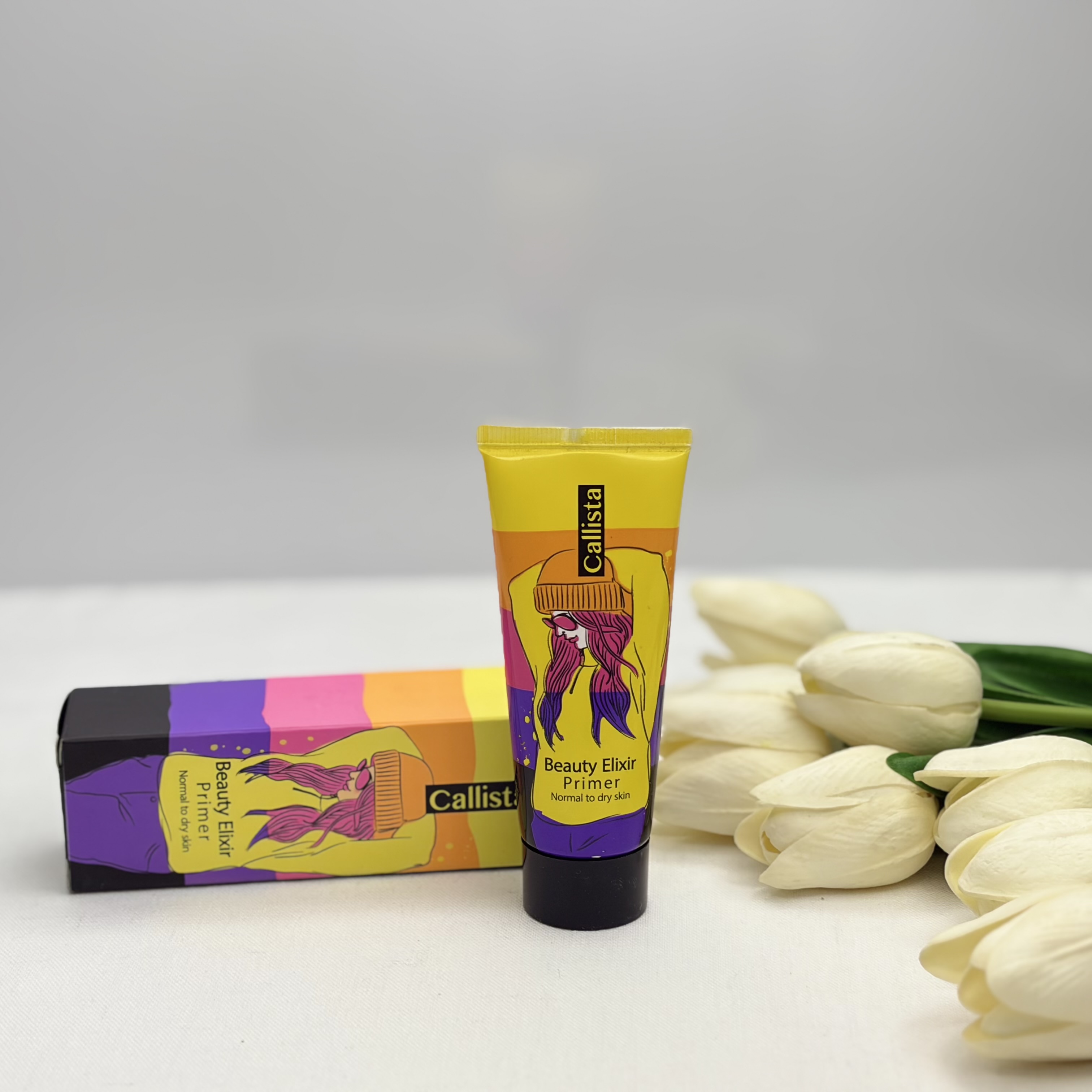 پرایمر کالیستا مدل beauty elixir بافت سبک و ابریشمی، جلوه مات، پوشاننده خطوط و لکها، حجم 35 میل